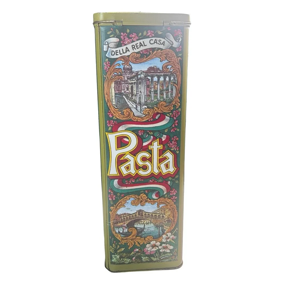 Della Real Casa Vintage Pasta Tin Case Mfg Co. Made in England‎ Metal Canister